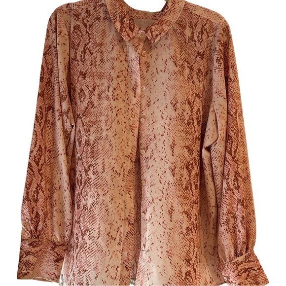 Rachel Parcel Snake Print Pink Women's Blouse - Large‎ - button down - Picture 4 of 6